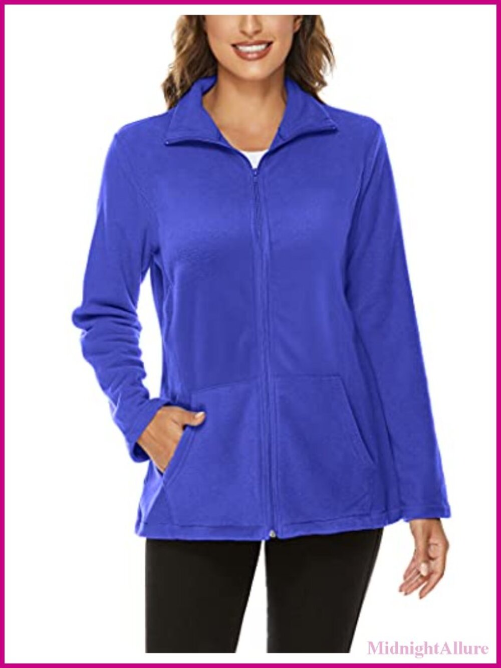 Hibelle Full-Zip Polar Fleece Jacket with Pockets Thermal